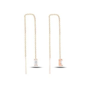 925 Ayar Oval Sallantılı Japon Kadın Rose Gold Küpe