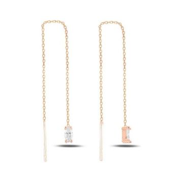 925 Ayar Oval Sallantılı Japon Kadın Rose Gold Küpe