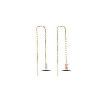 925 Ayar Oval Sallantılı Japon Kadın Rose Gold Küpe