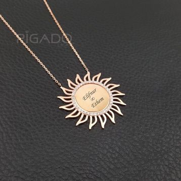 925 Ayar Sevgiliye Hediye Zirkon Taşlı Güneş Kadın Gümüş Kolye