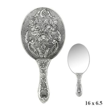 A.C Silvers 925 Ayar Gül Desenli Gümüş El Aynası