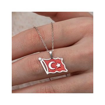 A.C Silvers Türk Bayrağı Kadın Gümüş Kolye