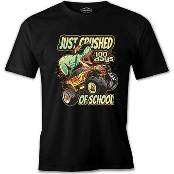 A Dinosaur Riding Monster Truck Back To School Siyah Erkek Tshirt