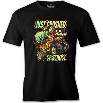 A Dinosaur Riding Monster Truck Back To School Siyah Erkek Tshirt