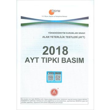 A Yayınları 2018 YKS AYT Tıpkı Basım Çıkmış Sorular