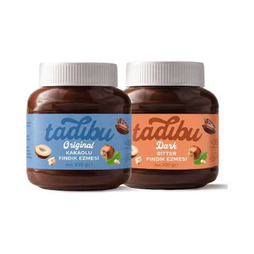 Abdurrahman Tatlıcı Tadıbu Bitterli Fındık Ezmesi + Kakaolu Fındık Ezmesi 2 x 330 gr