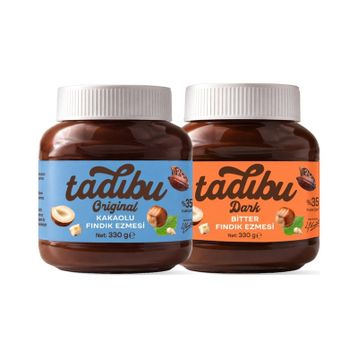 Abdurrahman Tatlıcı Tadıbu Bitterli Fındık Ezmesi + Kakaolu Fındık Ezmesi 2 x 330 gr