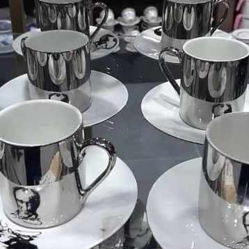 Acar 10190 Aynalı Atatürk Desenli 6 Kişilik Kahve Fincan Takımı
