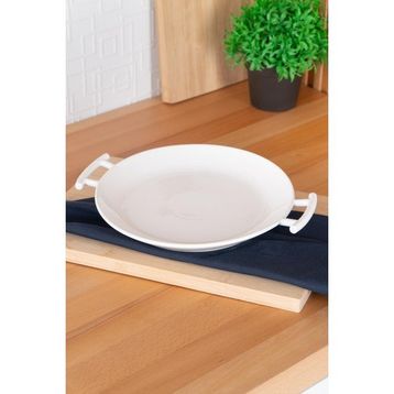 Acar 29 cm Bianco Perla Yuvarlak Kulplu Servis Tabak