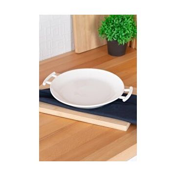 Acar 29 cm Bianco Perla Yuvarlak Kulplu Servis Tabak