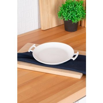Acar 29 cm Bianco Perla Yuvarlak Kulplu Servis Tabak