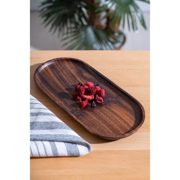 Acar 30x14 cm Akasya Ahşap Oval Sunum Tabak