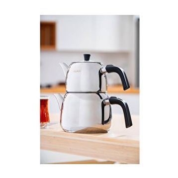 Acar Alvez AR-08588 Siyah Aile Boy Çelik Çaydanlık Takımı
