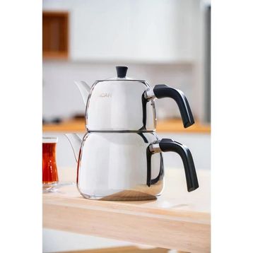 Acar Alvez AR-08588 Siyah Aile Boy Çelik Çaydanlık Takımı