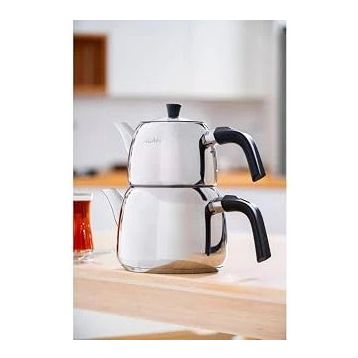 Acar Alvez AR-08588 Siyah Aile Boy Çelik Çaydanlık Takımı