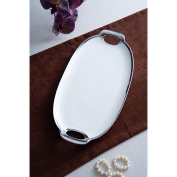 Acar Arven 45 cm Oval Silver Sunum Tepsisi