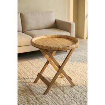 Acar Aura Ahşap Ayaklı 53 cm Hasır Sehpa
