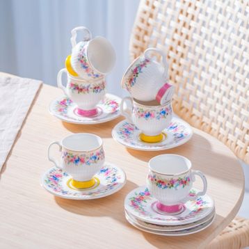 Acar Despina 6 Kişilik Porselen 90 ml Kahve Fincan Takımı
