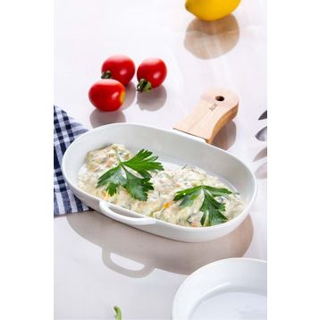 Acar La Pure Bambu Kulplu Porselen 23 CM Servis Tabağı