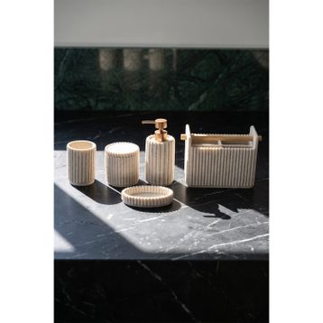 Acar Laduree Bej 5 Parça Banyo Aksesuar Seti