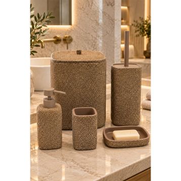 Acar Laduree Brown 5 Parça Banyo Aksesuar Seti
