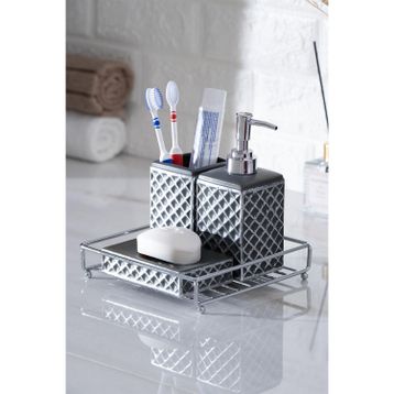 Acar Odeon Gri 4 Parça Stoneware Banyo Seti
