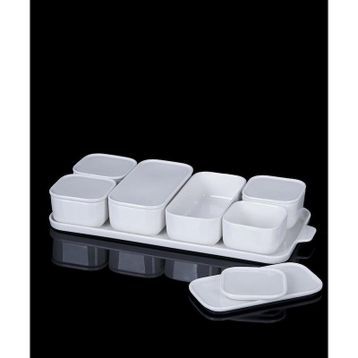 Acar Pure White 7'li Porselen Kapaklı Kahvaltılık