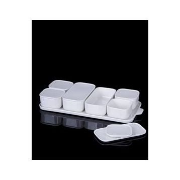 Acar Pure White 7'li Porselen Kapaklı Kahvaltılık