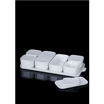 Acar Pure White 7'li Porselen Kapaklı Kahvaltılık