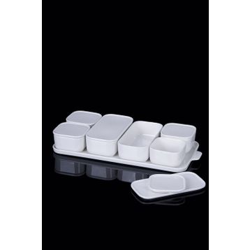 Acar Pure White 7'li Porselen Kapaklı Kahvaltılık