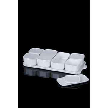 Acar Pure White 7'li Porselen Kapaklı Kahvaltılık
