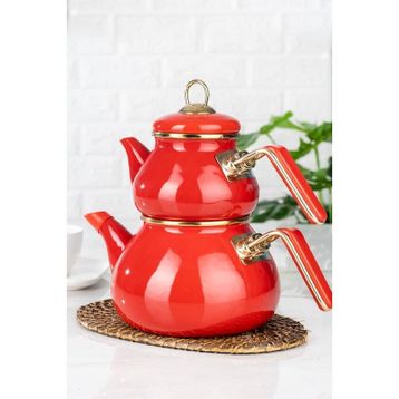 Acar Qualita Roly & Poly Kırmızı Emaye Çaydanlık