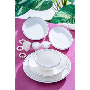Acar RUI-07176/1 Wilhide 12 Kişilik 54 Parça Porselen Beyaz Yemek Takımı