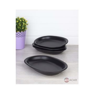 Acar Siyah 25 cm Kayık Tabak
