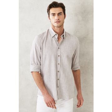 AC&Co Altınyıldız Classics 4A2022200073 Slim Fit Dar Kesim Düğmeli Yaka Flamlı Casual Gömlek