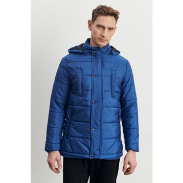 AC&Co Altınyıldız Classics Mavi Standart Fit Normal Kesim Dik Yaka Dolgulu Outdoor Şişme Kaban Erkek Mont