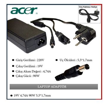 Acer ASPİRE ADP-90CD-DB Uyumlu Notebook Şarj Adaptörü