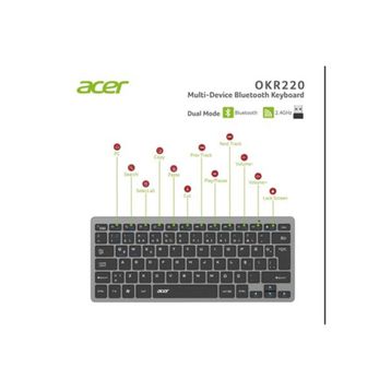 Acer OKR220 Siyah Multidevice Dual Mode 2.4 GHz Bluetooth Klavye