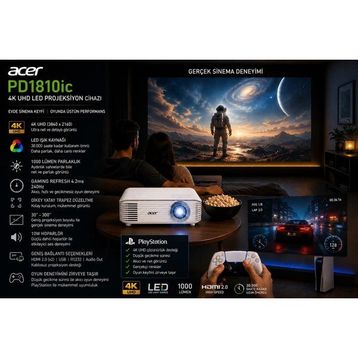 Acer PD1810IC 1000 Lümen 4K Beyaz Sinema Projeksiyon Cihazı