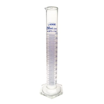 Achem Uzun Form Mavi Skala 250 ml Cam Mezür