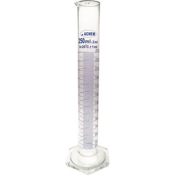 Achem Uzun Form Mavi Skala 250 ml Cam Mezür
