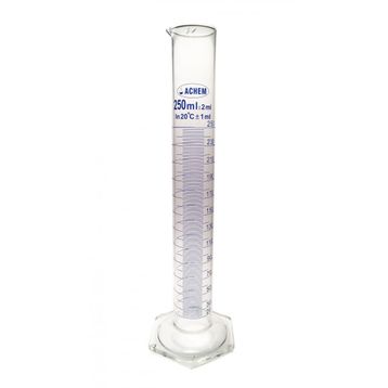 Achem Uzun Form Mavi Skala 250 ml Cam Mezür