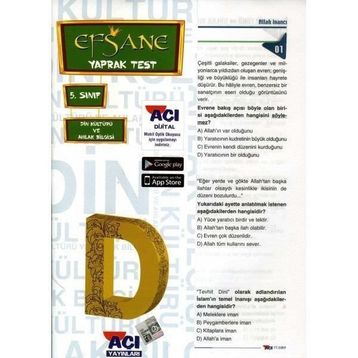Açı Yayınları 5.Sınıf Din Kültürü Ahlak Bilgisi Yaprak Test