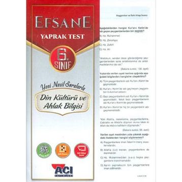 Açı Yayınları 5.Sınıf Din Kültürü Ahlak Bilgisi Yaprak Test