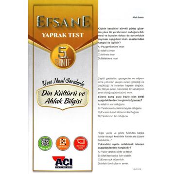 Açı Yayınları 5.Sınıf Din Kültürü Ahlak Bilgisi Yaprak Test