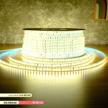 ACK 120 Ledli Şerit 4000K Ilık Beyaz 220 V 10 W 100 m Led