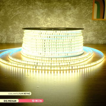 ACK 120 Ledli Şerit 4000K Ilık Beyaz 220 V 10 W 100 m Led