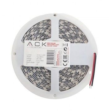 ACK AS01-00301 14.4W 12V 4000K Ilık Beyaz 5 m Üç Çipli 60 Ledli Silikonsuz Şerit Led