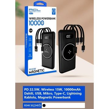 ACL Pw-01 Magsefe destekli 10.000 mAh Siyah Powerbank
