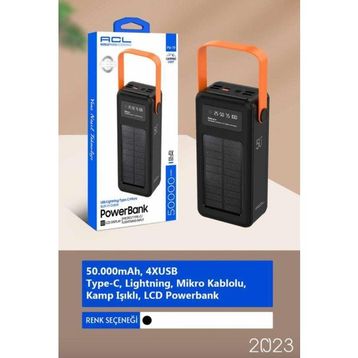 ACL Pw-19 50.000 mAh Kamp Işıklı LCD Siyah Powerbank